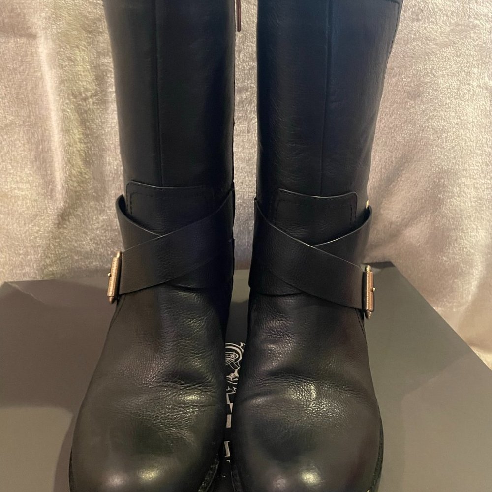 Vince Camuto Wethima Black Leather Moto Boots - Size 8.5 M - Picture 1 of 8